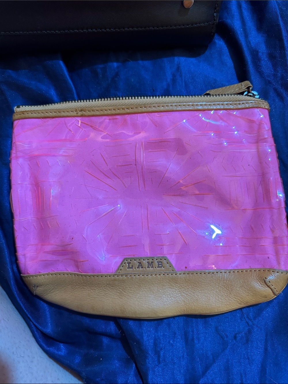 L.A.M.B. Hot Pink and Tan Pouch